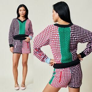 NWT Lingua Franca NYC Simko Crochet Shorts Glacier Pink Multi Size: Medium